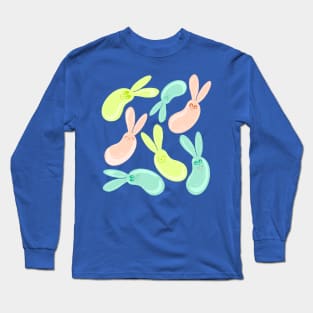 Jelly Bean Bunny with Blue Background Long Sleeve T-Shirt